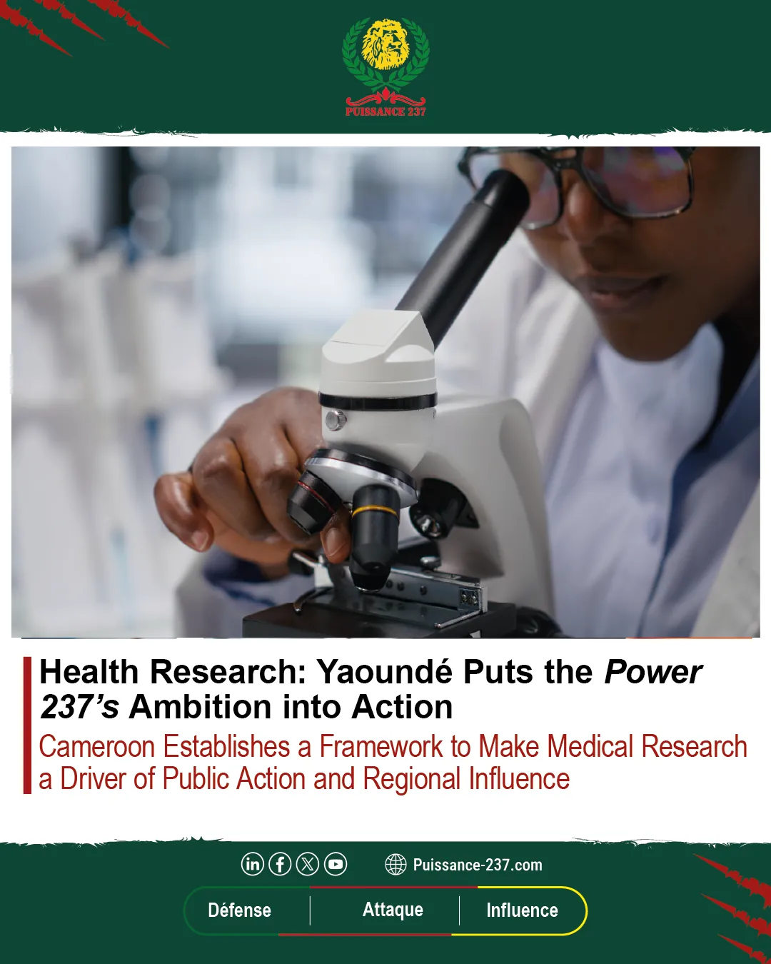 Read more about the article Health Research: Cameroon Gives Substance to the Ambition of Power 237
